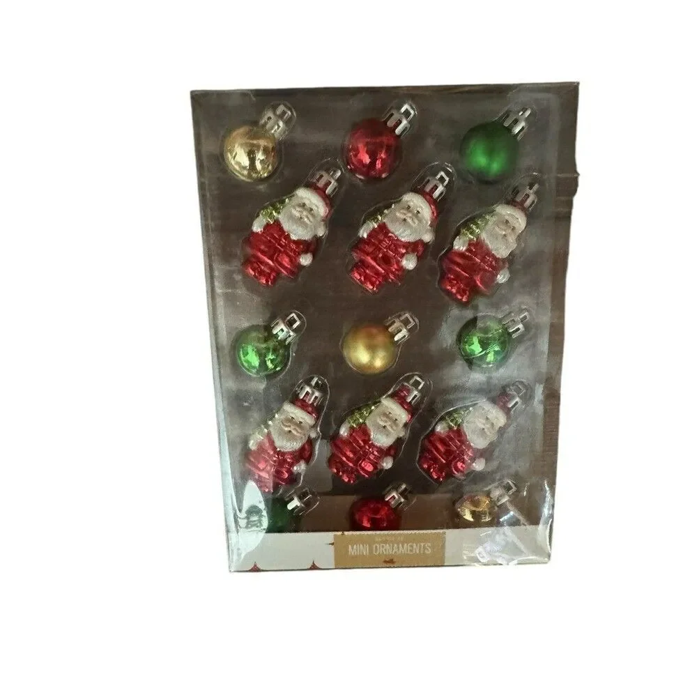 HOLIDAY LANE Ornamentation Mini Santa & Ball Ornaments, Set of 15